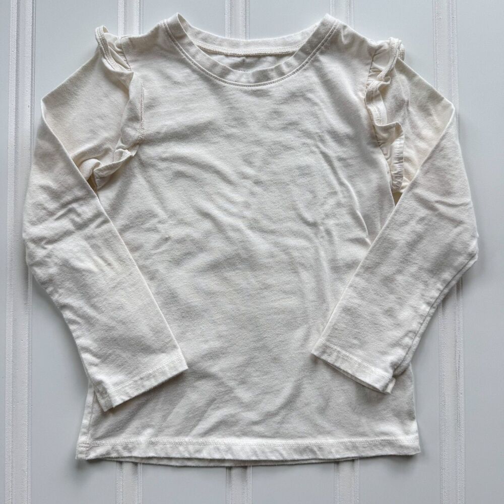 4/$10 - Garanimals Toddler Girl Ivory Long Sleeve Shirt with Ruffles | 5T